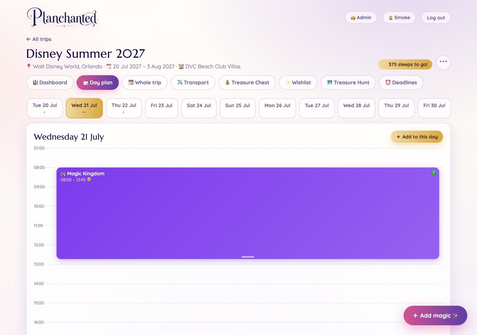 Drag and drop day planner timeline